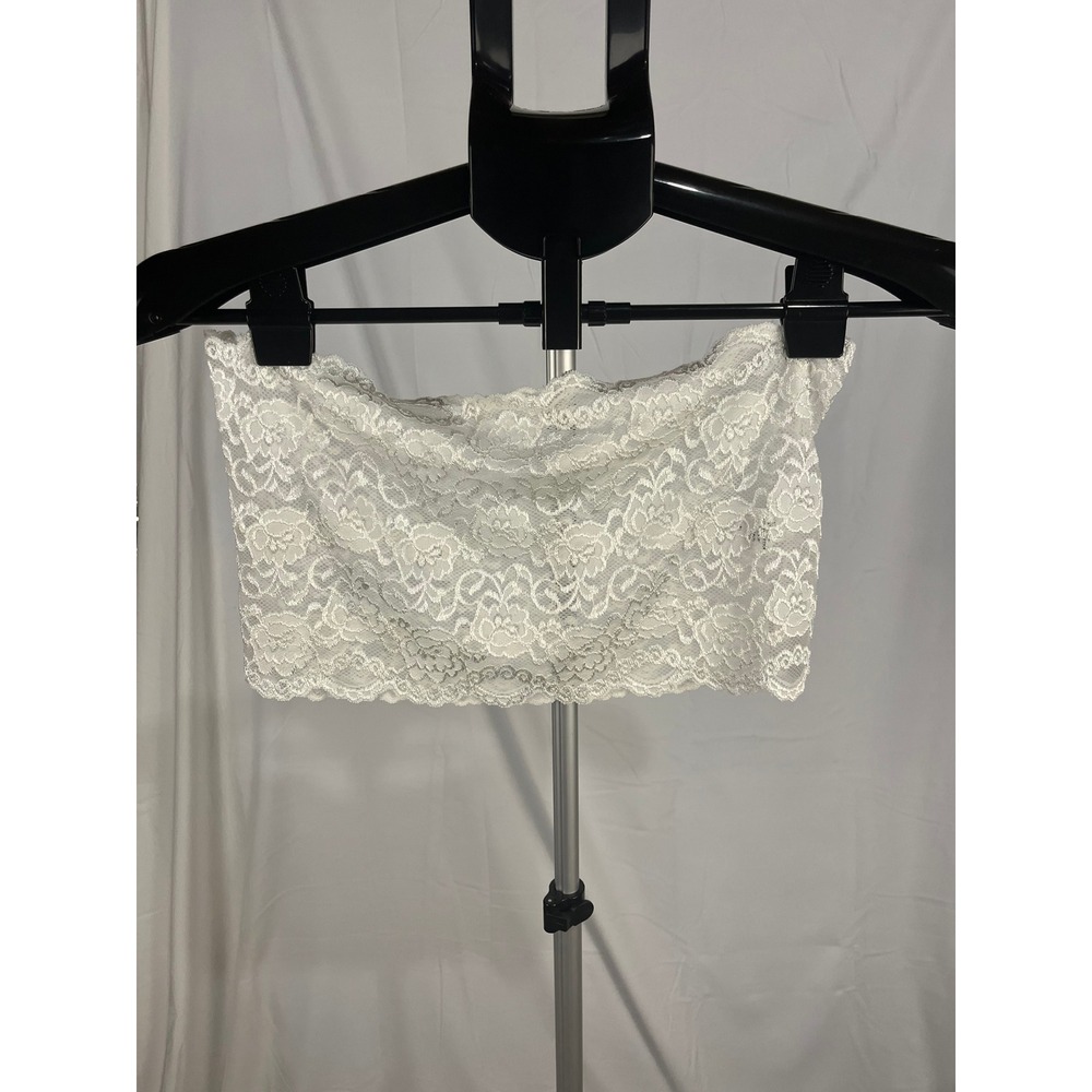 Ally Rose Toppers White Floral Lace‎ Bandeau Tube Top Womens Stretch Strapless